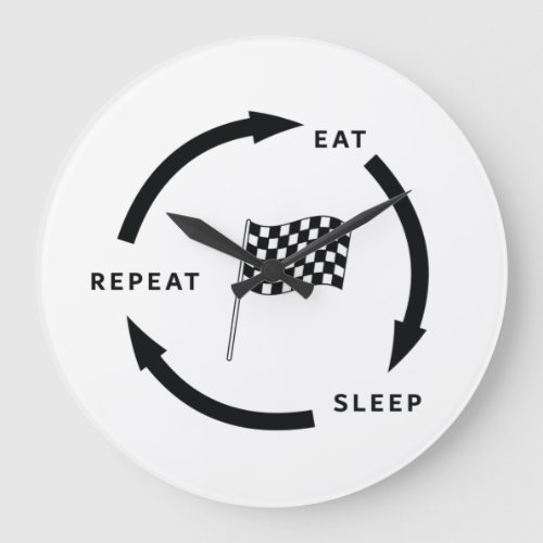 Motorsport Eat Sleep Repeat Sports Fan Saying Large Clock