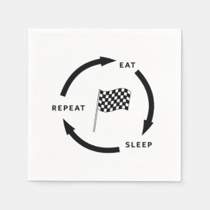 Motorsport Eat Sleep Repeat Sports Fan Saying Napkins
