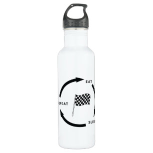 Motorsport Eat Sleep Repeat Sports Fan Saying Stainless Steel Water Bottle