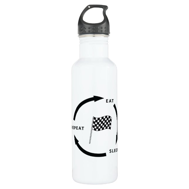 Motorsport Eat Sleep Repeat Sports Fan Saying Stainless Steel Water Bottle (Front)
