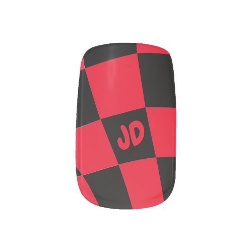 motorsports Check checkered black red race Minx Nail Art