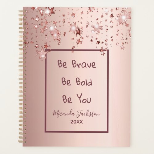 Motovational quote rose gold stars planner