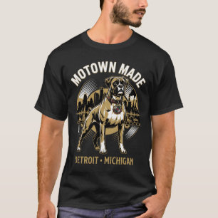 Motown Made Detroit Boxer Dog Labor & Music Pride  T-Shirt