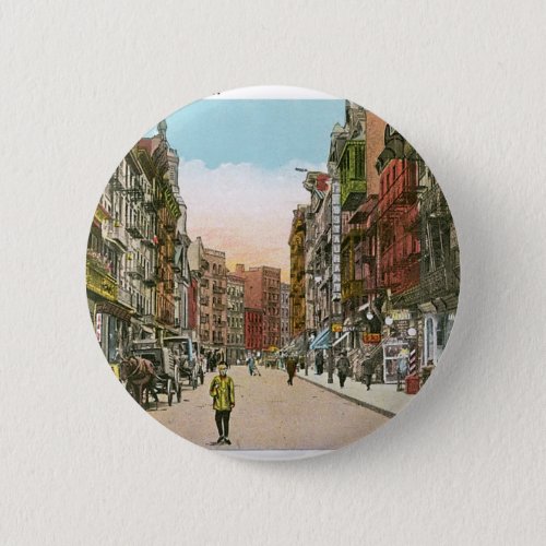 Mott Street CHINATOWN New York City Vintage Pinback Button