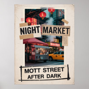 Mott street night market in chinatown poster