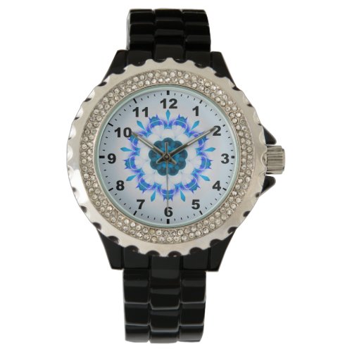  Mottled Blue Flower Fractal  Watch