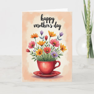 Mottled Floral Tea Cup Card