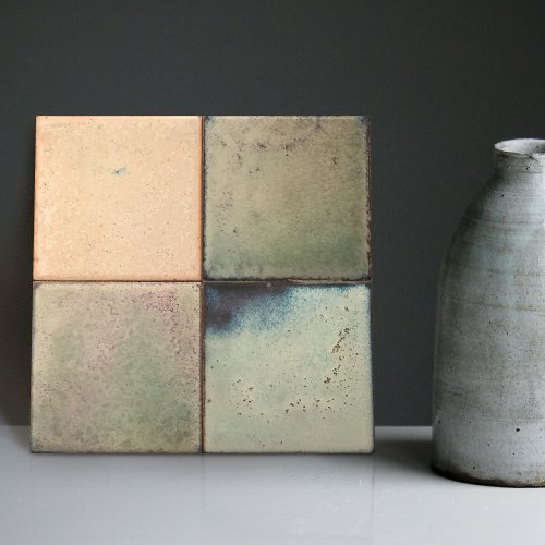 Mottled Marbled Earth Tone Set of 4 Wall Decor Cer Ceramic Tile