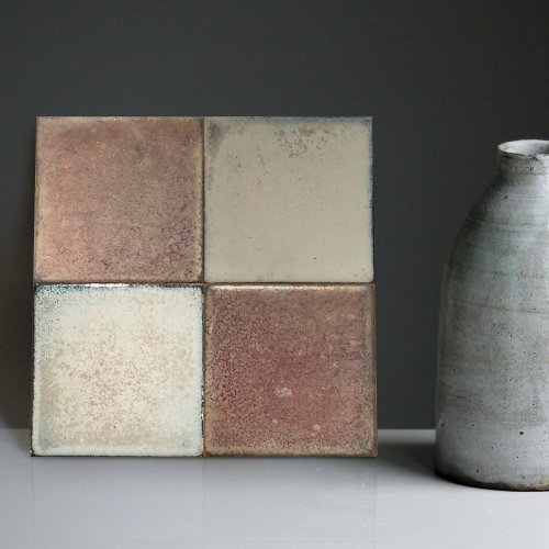 Mottled Marbled Earth Tone Set of 4 Wall Decor Ceramic Tile