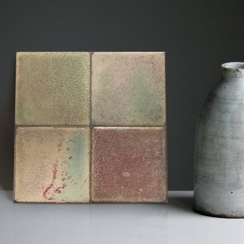 Mottled Marbled Earth Tone Set of 4 Wall Decor Ceramic Tile