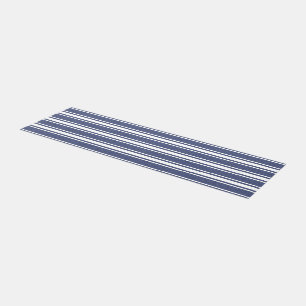 Mottled Navy Blue Striped Outdoor Rug