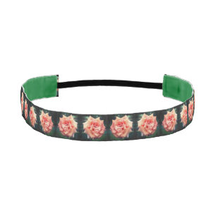 Mottled Peach Rose In Bloom Athletic Headband