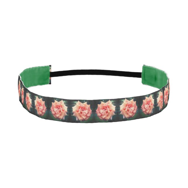 Mottled Peach Rose In Bloom Athletic Headband (Front)