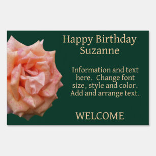 Mottled Peach Rose Personalized Birthday Sign