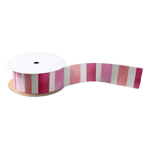 Mottled Pink and Peach Stripe  Satin Ribbon