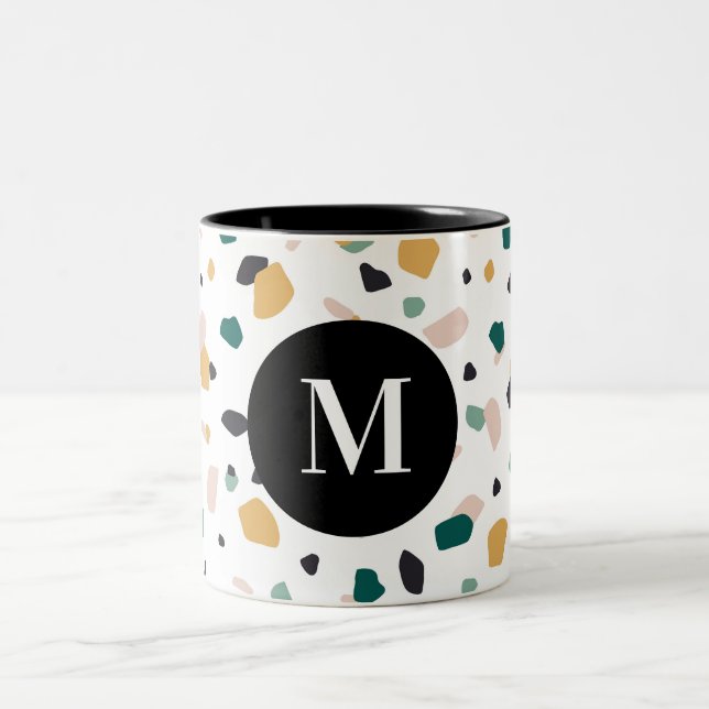 mottled spotted abstract pattern minimal Cute Two- Two-Tone Coffee Mug (Center)