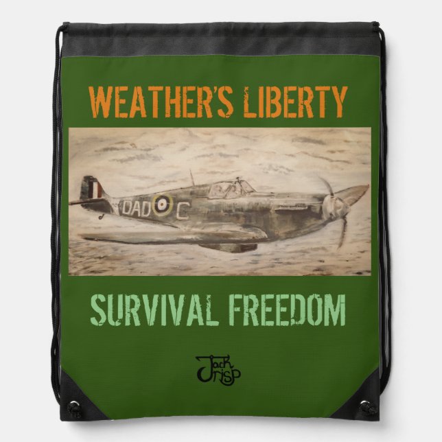 Motto Drawstring Backpack with Spitfire Print (Front)