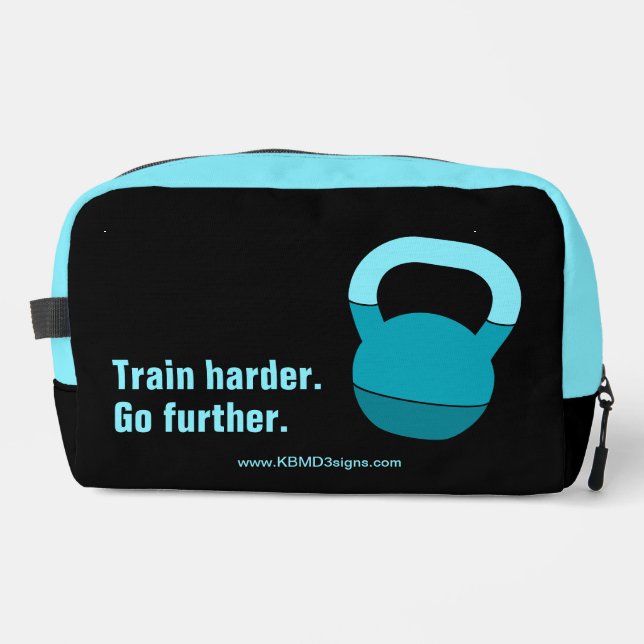 Motto Train Harder Go Further Electric-Blue Black Dopp Kit (Front)