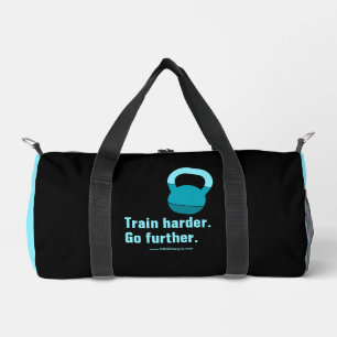 Motto Train Harder Go Further Electric-Blue Black Duffle Bag