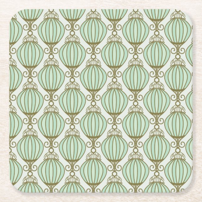 Motton Blue Pattern Square Paper Coaster (Front)