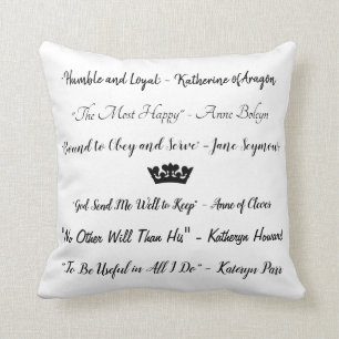 Mottos: Six Wives of Henry VIII with Rose Tapestry Throw Pillow