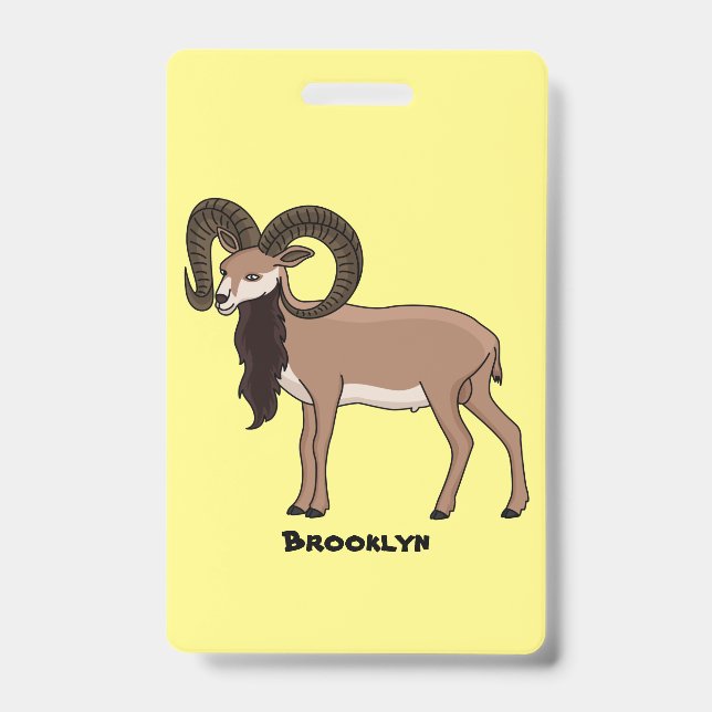 Mouflon goat illustration badge (Front)