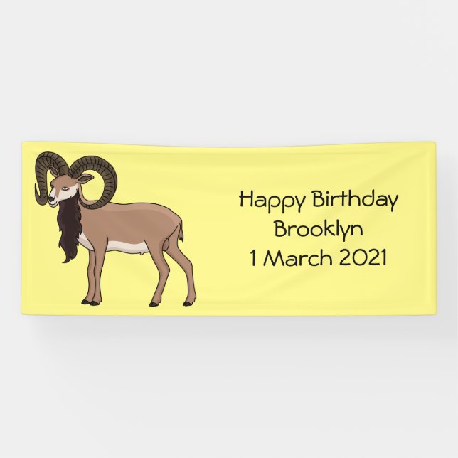 Mouflon goat illustration banner (Horizontal)