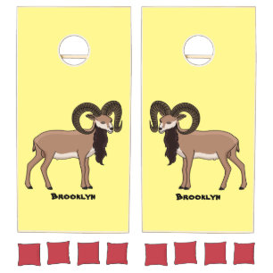 Mouflon goat illustration cornhole set