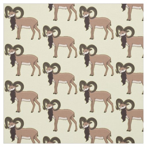 Mouflon goat illustration fabric