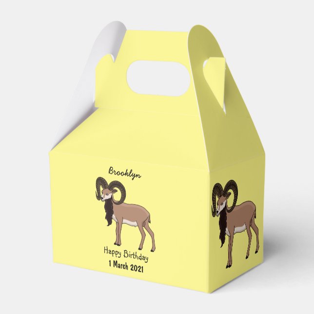 Mouflon goat illustration  favor boxes (Front Side)