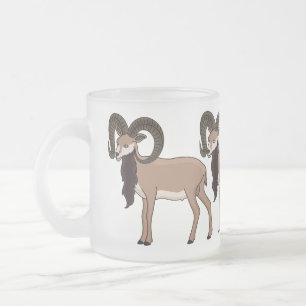 Mouflon goat illustration frosted glass coffee mug