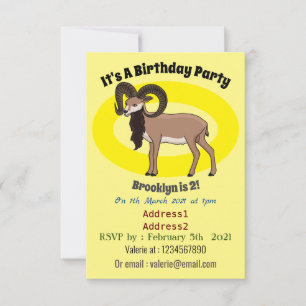 Mouflon goat illustration invitation