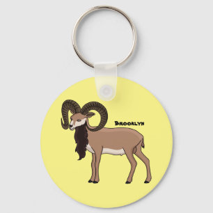 Mouflon goat illustration keychain