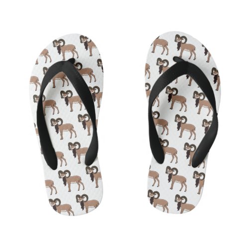 Mouflon goat illustration  kids flip flops