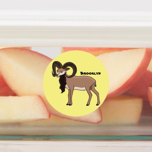 Mouflon goat illustration  labels (Affixed)