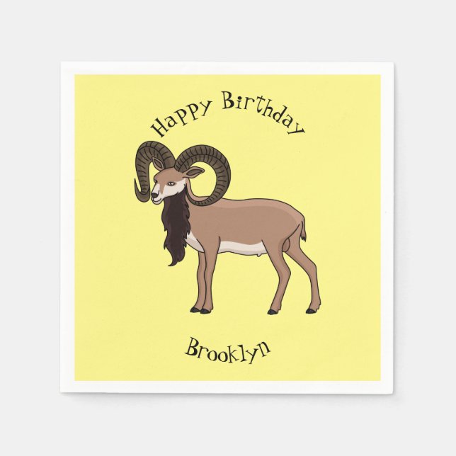 Mouflon goat illustration  napkins (Front)