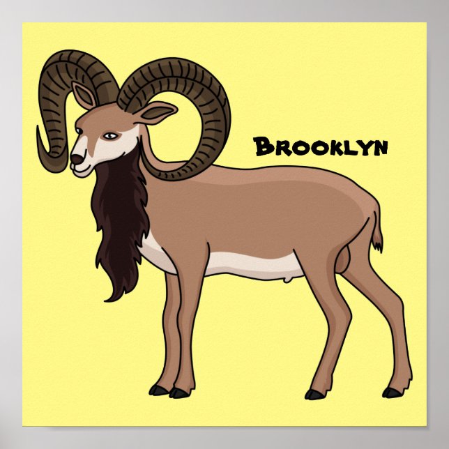Mouflon goat illustration poster (Front)