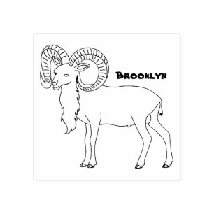 Mouflon goat illustration rubber stamp