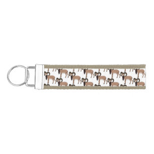 Mouflon goat illustration wrist keychain