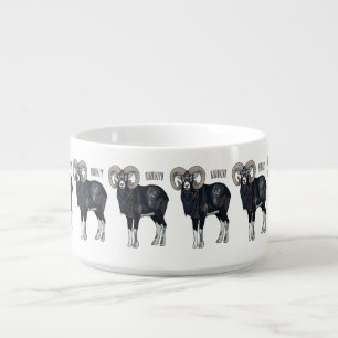 Mouflon sheep cartoon illustration bowl