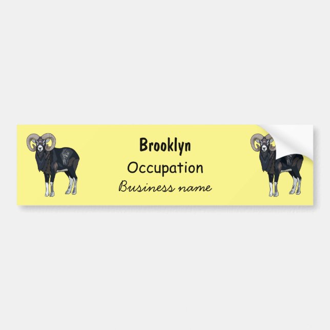 Mouflon sheep cartoon illustration bumper sticker (Front)