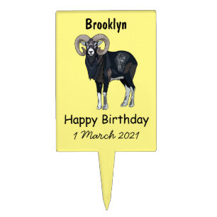 Mouflon sheep cartoon illustration cake topper