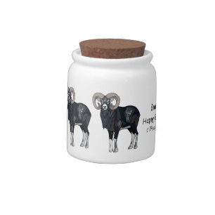 Mouflon sheep cartoon illustration candy jar