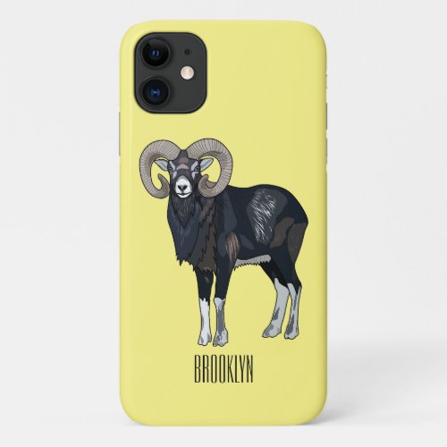 Mouflon sheep cartoon illustration iPhone 11 case