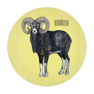 Mouflon sheep cartoon illustration cutting board