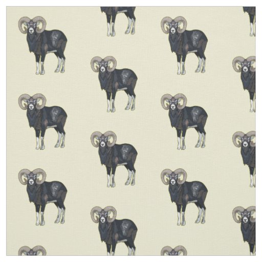 Mouflon sheep cartoon illustration fabric