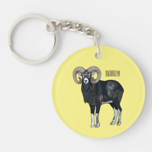 Mouflon sheep cartoon illustration keychain