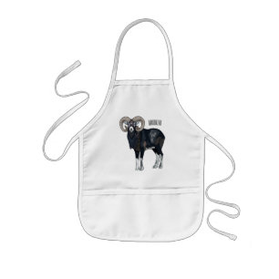 Mouflon sheep cartoon illustration kids' apron