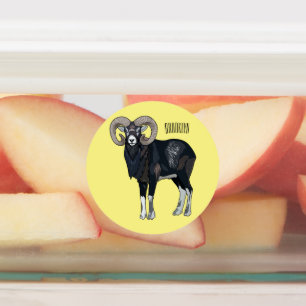 Mouflon sheep cartoon illustration labels