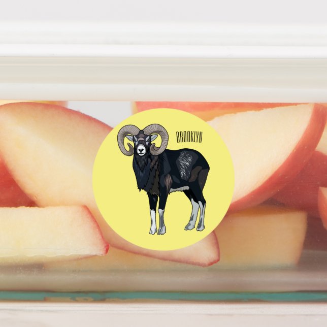 Mouflon sheep cartoon illustration labels (Affixed)